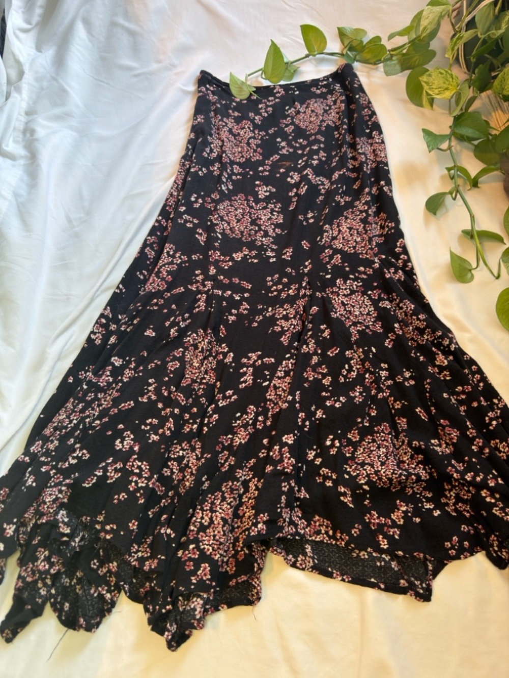 Women's Black Floral A-Line Skirt - Free People